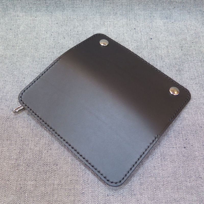 画像2: 【motorcycle wallet】 総手縫い ロングウォレット ブラック/ナチュラル 右利き/左利き 日本製【送料無料】  (2)