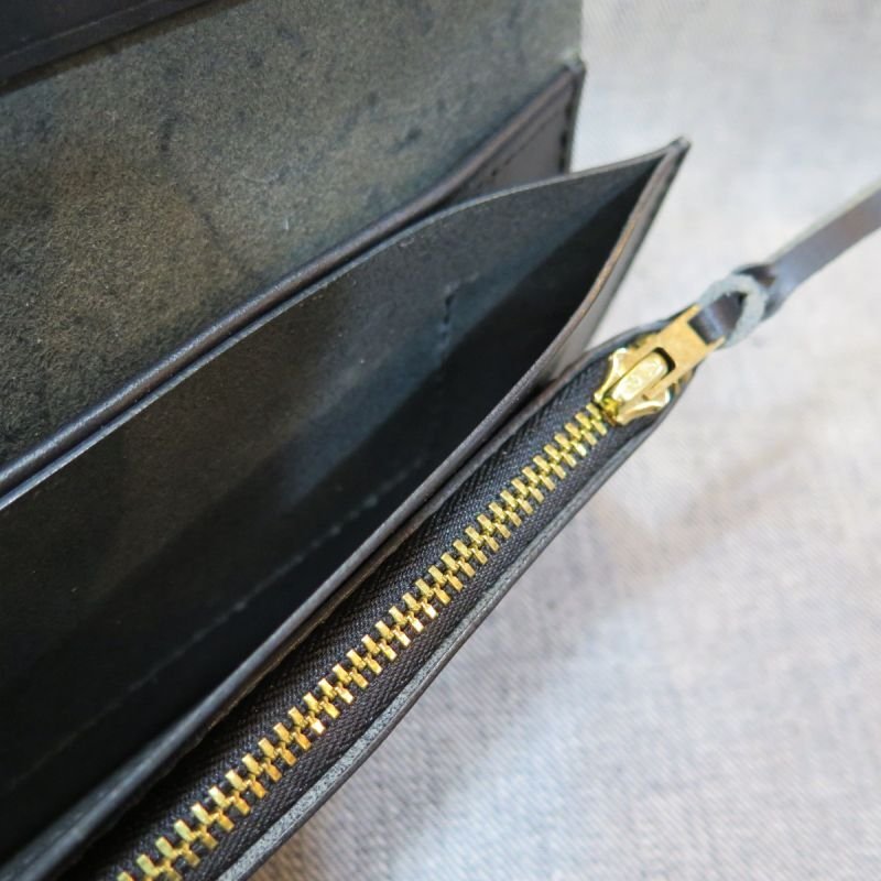 画像7: 【motorcycle wallet】 総手縫い ロングウォレット ブラック/ナチュラル 右利き/左利き 日本製【送料無料】  (7)