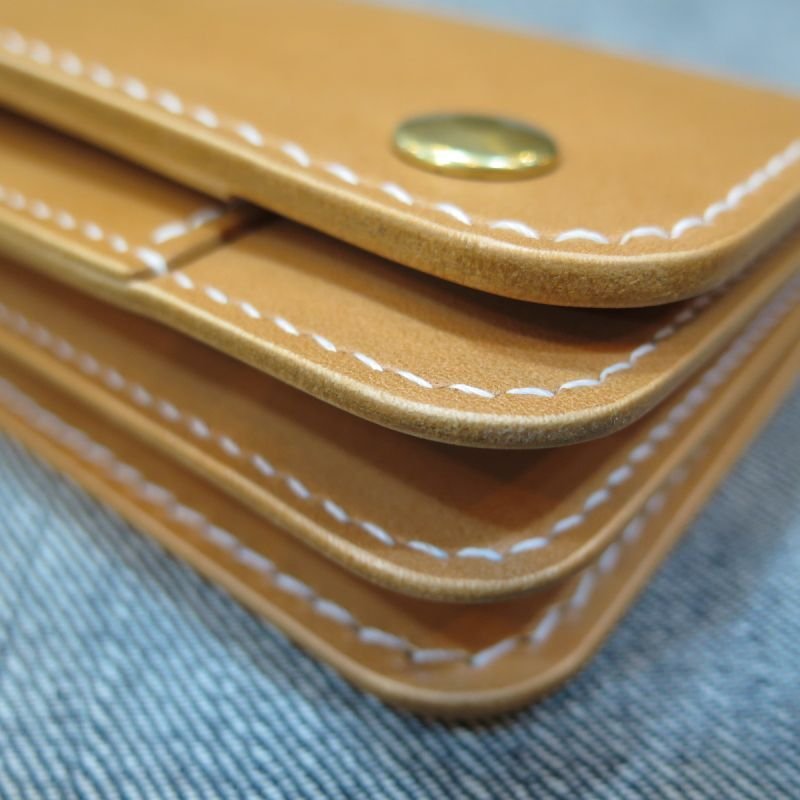 画像16: 【motorcycle wallet】 総手縫い ロングウォレット ブラック/ナチュラル 右利き/左利き 日本製【送料無料】  (16)