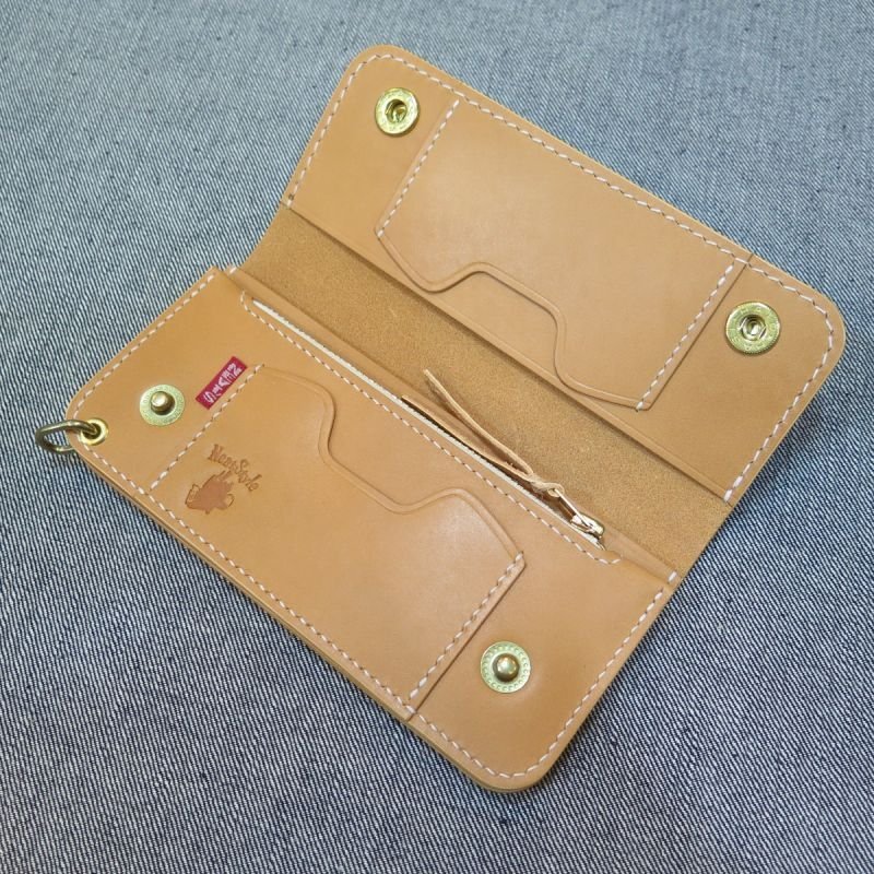 画像12: 【motorcycle wallet】 総手縫い ロングウォレット ブラック/ナチュラル 右利き/左利き 日本製【送料無料】  (12)