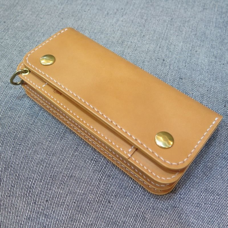 画像10: 【motorcycle wallet】 総手縫い ロングウォレット ブラック/ナチュラル 右利き/左利き 日本製【送料無料】  (10)