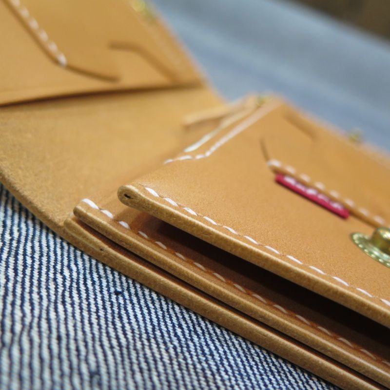 画像15: 【motorcycle wallet】 総手縫い ロングウォレット ブラック/ナチュラル 右利き/左利き 日本製【送料無料】  (15)