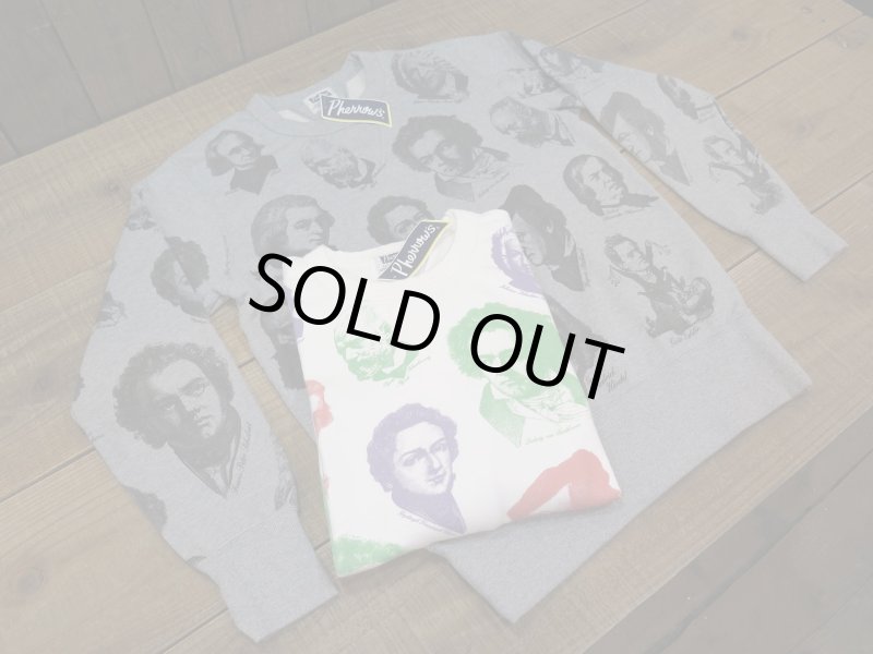 画像1: 【フェローズ】  両V 音楽家/総プリント スウェットシャツ/ビンテージ   Pherrow's 24W-CHARISMA   日本製【送料無料】 (1)