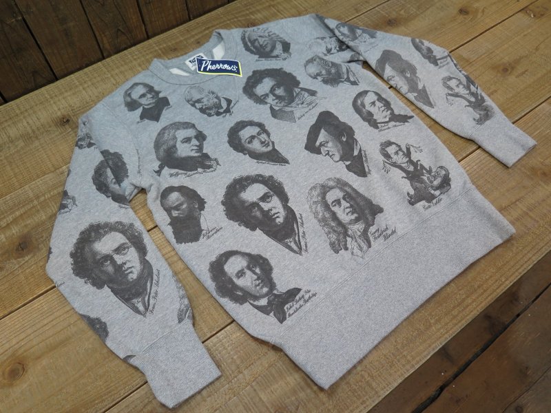 画像7: 【フェローズ】  両V 音楽家/総プリント スウェットシャツ/ビンテージ   Pherrow's 24W-CHARISMA   日本製【送料無料】 (7)