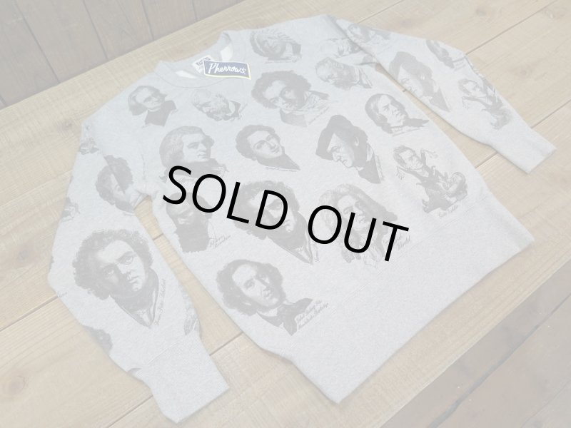 画像7: 【フェローズ】  両V 音楽家/総プリント スウェットシャツ/ビンテージ   Pherrow's 24W-CHARISMA   日本製【送料無料】 (7)