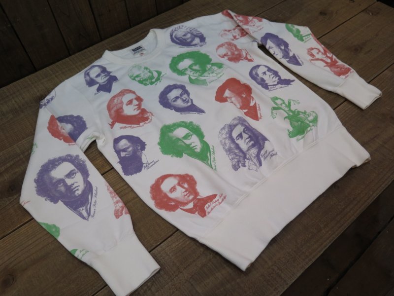 画像2: 【フェローズ】  両V 音楽家/総プリント スウェットシャツ/ビンテージ   Pherrow's 24W-CHARISMA   日本製【送料無料】 (2)