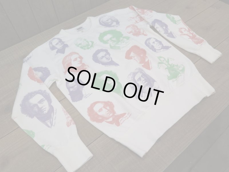 画像2: 【フェローズ】  両V 音楽家/総プリント スウェットシャツ/ビンテージ   Pherrow's 24W-CHARISMA   日本製【送料無料】 (2)