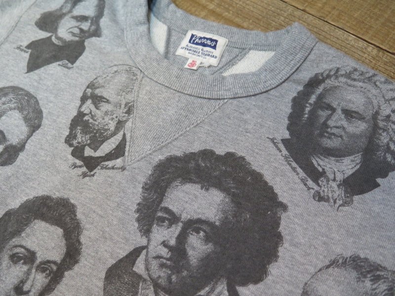 画像9: 【フェローズ】  両V 音楽家/総プリント スウェットシャツ/ビンテージ   Pherrow's 24W-CHARISMA   日本製【送料無料】 (9)