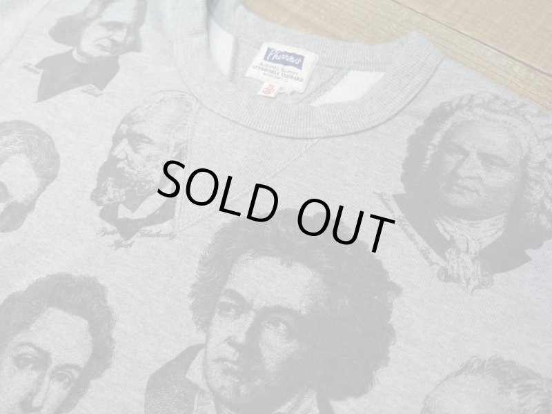 画像9: 【フェローズ】  両V 音楽家/総プリント スウェットシャツ/ビンテージ   Pherrow's 24W-CHARISMA   日本製【送料無料】 (9)