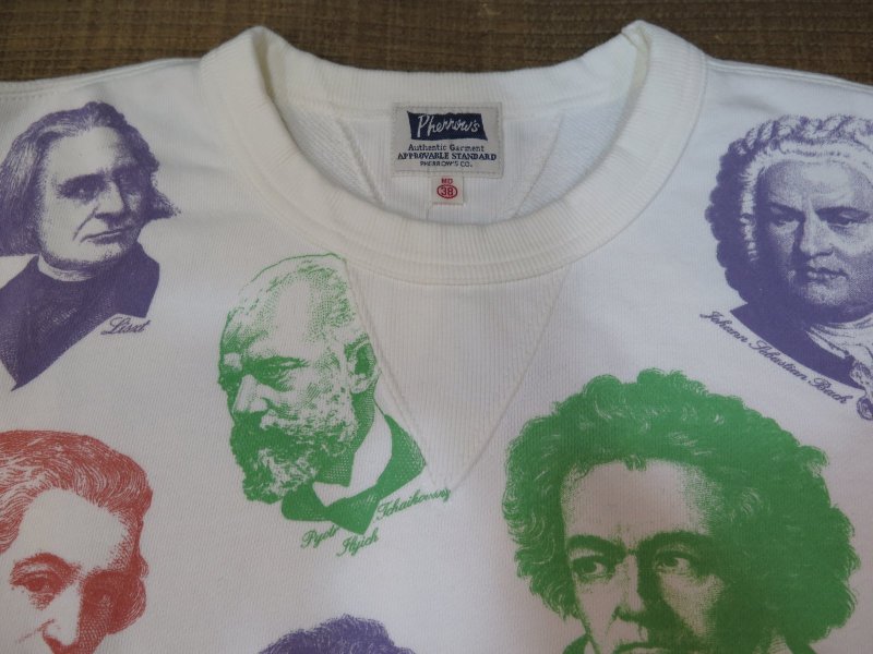 画像4: 【フェローズ】  両V 音楽家/総プリント スウェットシャツ/ビンテージ   Pherrow's 24W-CHARISMA   日本製【送料無料】 (4)