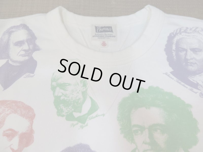 画像4: 【フェローズ】  両V 音楽家/総プリント スウェットシャツ/ビンテージ   Pherrow's 24W-CHARISMA   日本製【送料無料】 (4)