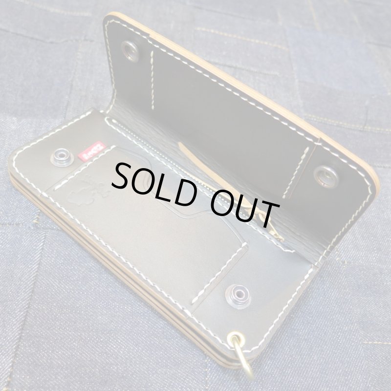 画像3: 【kiwami leathers】 Black茶芯 ”極み”総手縫い レザーロングウォレット 日本製【送料無料】  (3)