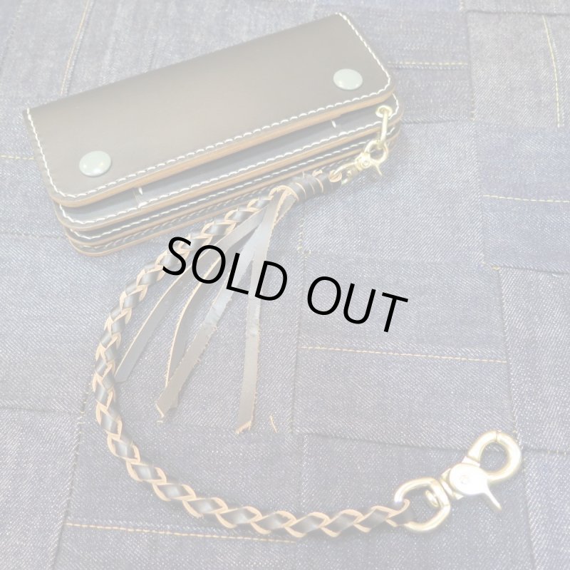 画像1: 【kiwami leathers】 Black茶芯 ”極み”総手縫い レザーロングウォレット 日本製【送料無料】  (1)