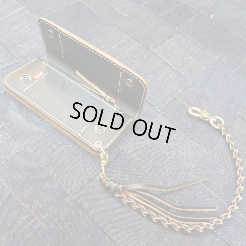 画像2: 【kiwami leathers】 Black茶芯 ”極み”総手縫い レザーロングウォレット 日本製【送料無料】  (2)