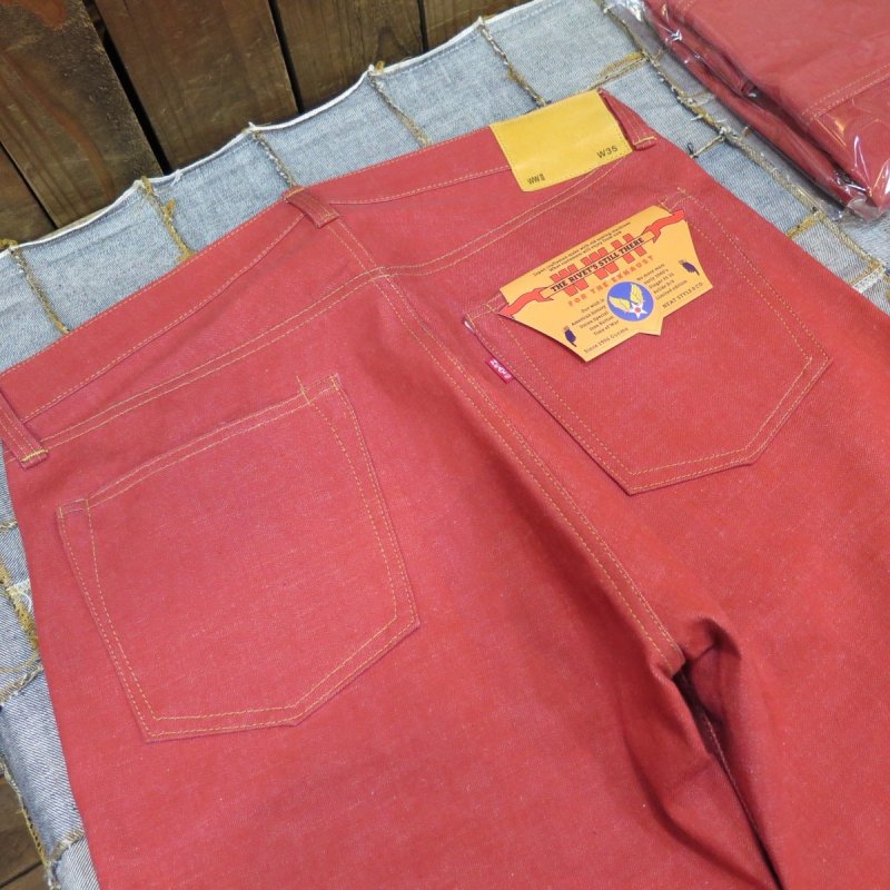 画像3: 【即納】=size33= 【KIWAMI WWII Red】 ”極み”大戦モデル ストレートデニムパンツ ALL月桂樹ボタン 日本製  【WORLD WIDE SHIPPING】 =size33= 【KIWAMI WWII Red】 “Ultimate” WWII Model Straight Denim Pants ALL Laurel Buttons Made in Japan (3)