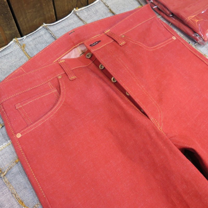 画像2: 【即納】=size33= 【KIWAMI WWII Red】 ”極み”大戦モデル ストレートデニムパンツ ALL月桂樹ボタン 日本製  【WORLD WIDE SHIPPING】 =size33= 【KIWAMI WWII Red】 “Ultimate” WWII Model Straight Denim Pants ALL Laurel Buttons Made in Japan (2)
