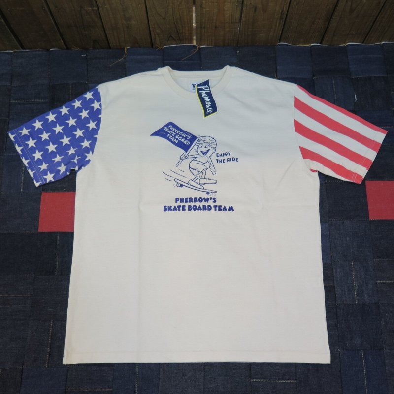 画像1: 【フェローズ】   袖星条旗柄 プリントTシャツ   Pherrow's 25S-PT2   日本製【送料無料】 (1)