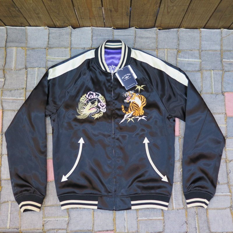 画像1: 【フラットヘッド】  スーベニアジャケット スカジャン   タイガー&ジャパン マップ   THE FLAT HEAD 日本製【日本国内送料無料】  【WORLD WIDE SHIPPING】 【FLAT HEAD】  Souvenir Jacket Sukajan   Tiger & Japan Map   THE FLAT HEAD Made in Japan (1)