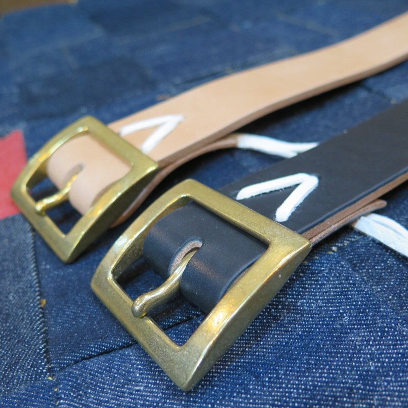 画像2: 【kiwami leathers】 ジーンズ専用ベルト ベンズ サドルレザー ブラック/ナチュラル 日本製【送料無料】 (2)