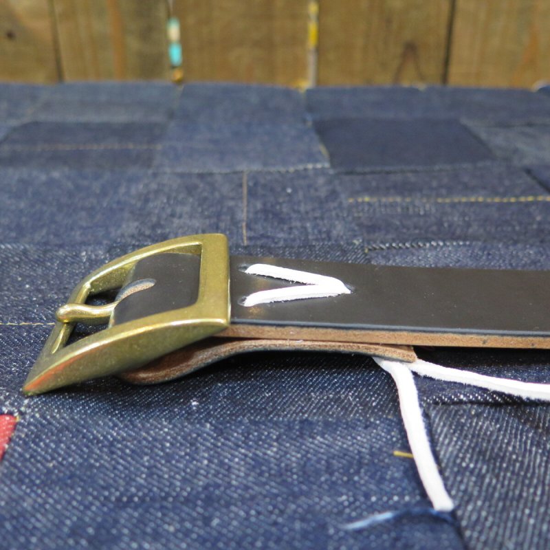 画像8: 【kiwami leathers】 ジーンズ専用ベルト ベンズ サドルレザー ブラック/ナチュラル 日本製【送料無料】 (8)