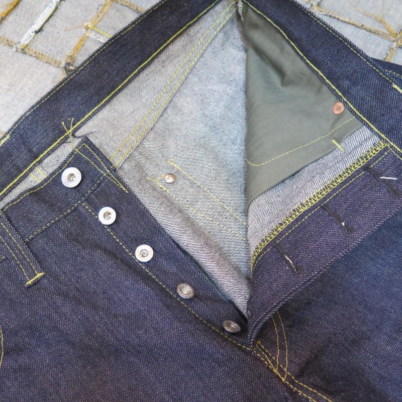 画像4: =BIG SIZE= 【HIZUMI WWII】 S911XX 1940's model  ”歪み”大戦モデル デニムパンツ ペンキステッチ/オール月桂樹ボタン 日本製 (4)