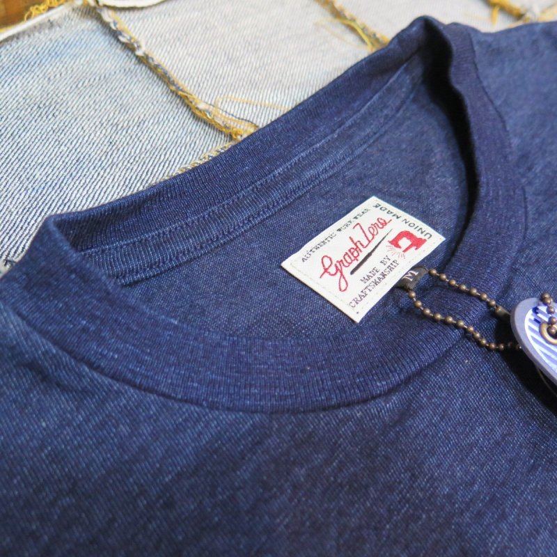 画像4: 【グラフゼロ】 インディゴ ポケット付き  クルーネックTシャツ  GRAPHZERO GZ-IDTC  日本製【送料無料】 (4)