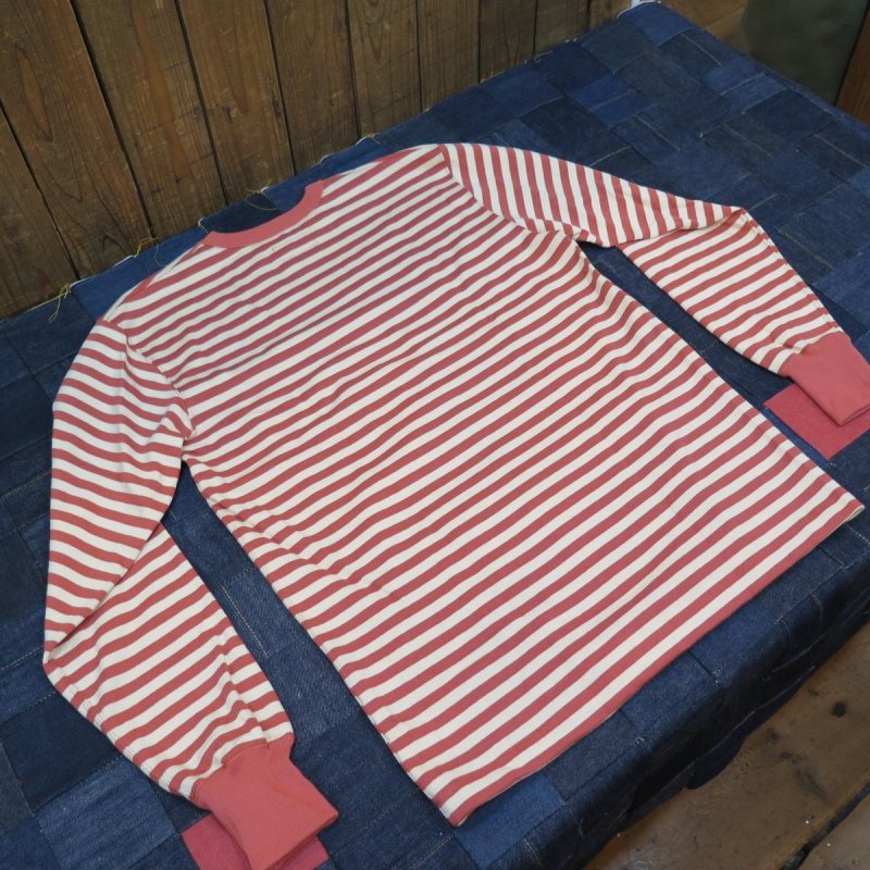 画像2: 【ウエストライド】   ヘヴィボーダー ロングスリーブTシャツ  レッド系×ナチュラル   WEST RIDE 日本製【送料無料】 (2)