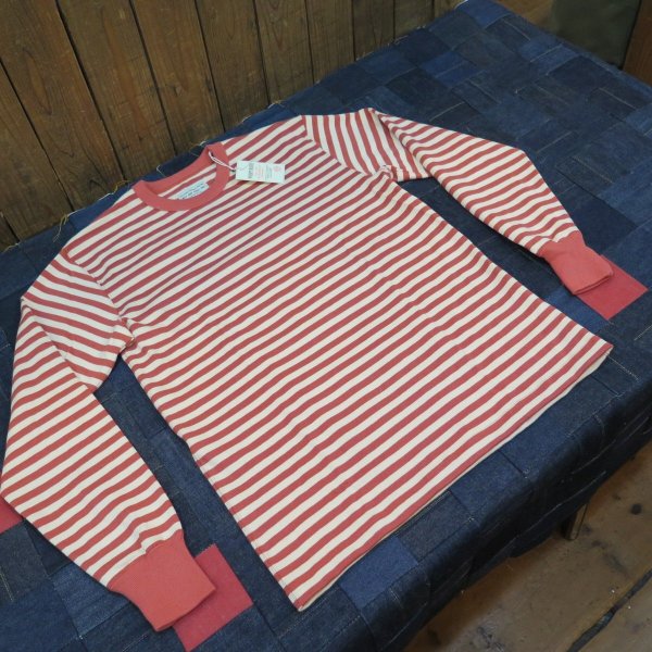 画像1: 【ウエストライド】   ヘヴィボーダー ロングスリーブTシャツ  レッド系×ナチュラル   WEST RIDE 日本製【送料無料】 (1)