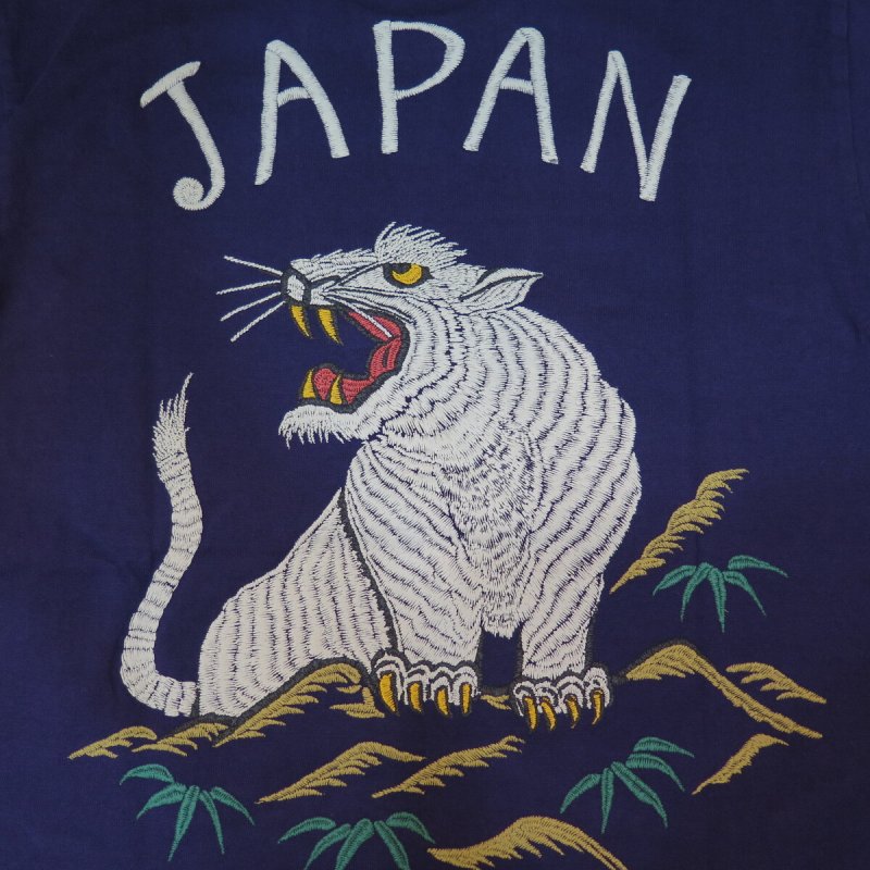 画像7: 【フラットヘッド】   ビンテージスカジャンパターン   白虎ホワイトタイガー プリントTシャツ   THE FLAT HEAD  日本製【日本国内送料無料】  【WORLD WIDE SHIPPING】 【Flat Head】  Vintage Sukajan Pattern  White Tiger Print T-Shirt  THE FLAT HEAD Made in Japan (7)