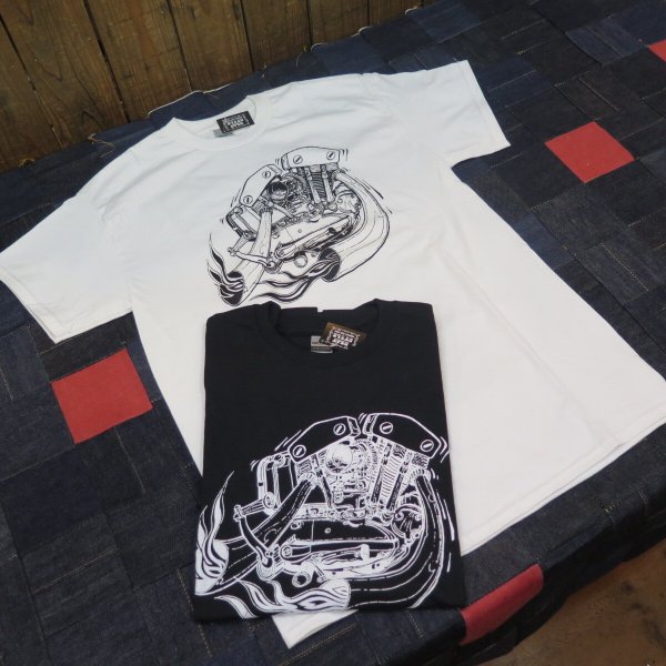 画像1: 【送料無料】 【JAMMER'S】   ジャマーズ   ハーレー ショベルスポーツ   エンジン プリントTシャツ/ウエストライド (1)