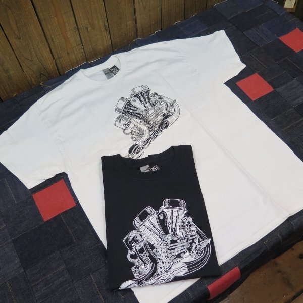 画像1: 【送料無料】 【JAMMER'S】   ジャマーズ   ハーレー パンヘッド   エンジン プリントTシャツ/ウエストライド (1)