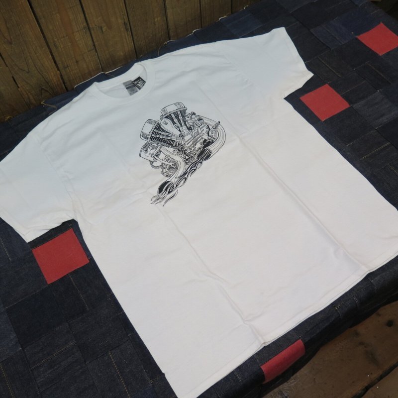 画像2: 【送料無料】 【JAMMER'S】   ジャマーズ   ハーレー パンヘッド   エンジン プリントTシャツ/ウエストライド (2)