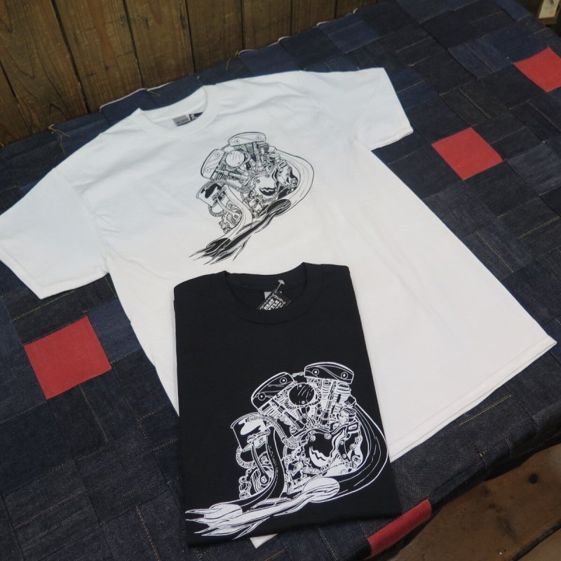 画像1: 【SALE セール商品】  【送料無料】 【JAMMER'S】   ジャマーズ   ハーレー アーリーショベル   エンジン プリントTシャツ/ウエストライド (1)