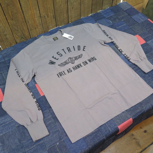 画像1: 【ウエストライド】   FREE AS HAWK ON WING   ロングスリーブTシャツ   WEST RIDE 日本製【送料無料】 (1)