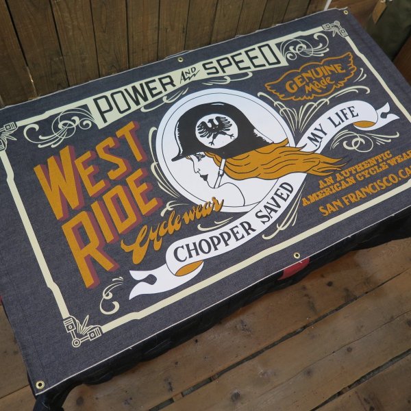 画像1: 【ウエストライド】  限定生産 ハンドプリント デニムバナー   WEST RIDE   日本製【送料無料】 (1)