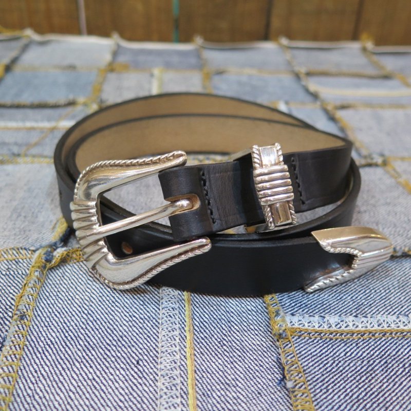 画像1: 【フラットヘッド】 3ピース ウエスタンベルト  クロムエクセルレザー ブラック THE FLAT HEAD  FN-BE-L006   日本製【送料無料】 (1)