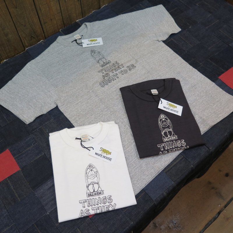 画像1: 【送料無料】   【花井祐介×ウエアハウス】  ビリケン BILLIKEN 半袖プリント コラボTシャツ   Yusuke Hanai×WAREHOUSE Co. 日本製 (1)