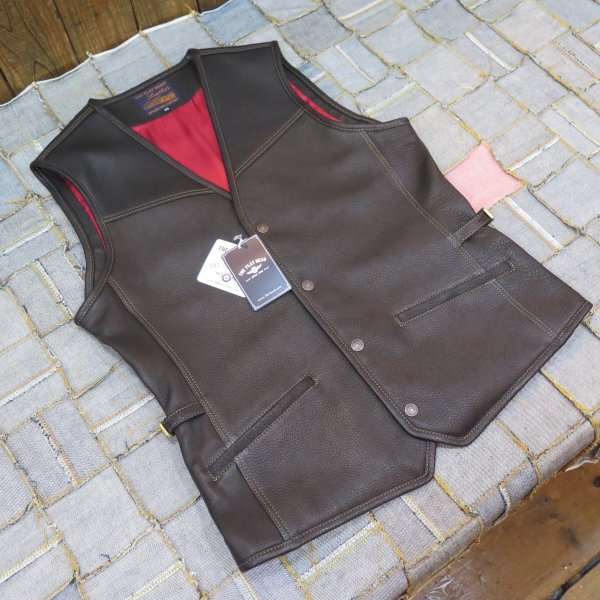画像1: 【フラットヘッド】  ディアスキン ベスト  藤岡勇吉本店/鹿革  THE FLAT HEAD FN-LV-DV001  日本製【送料無料】 (1)