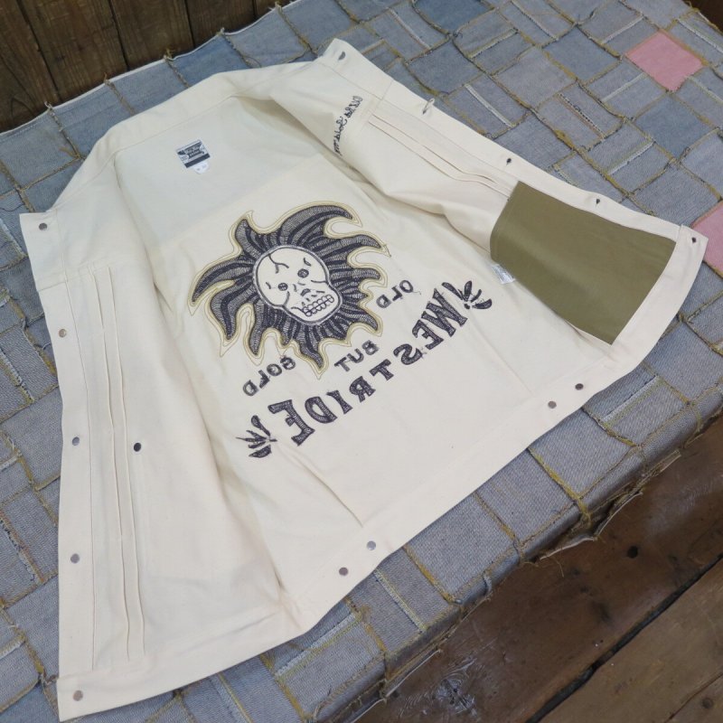 画像6: 【ウエストライド】   ゴーストベスト   ナチュラル/インディゴ チェーン刺繍   WEST RIDE 日本製【送料無料】 (6)