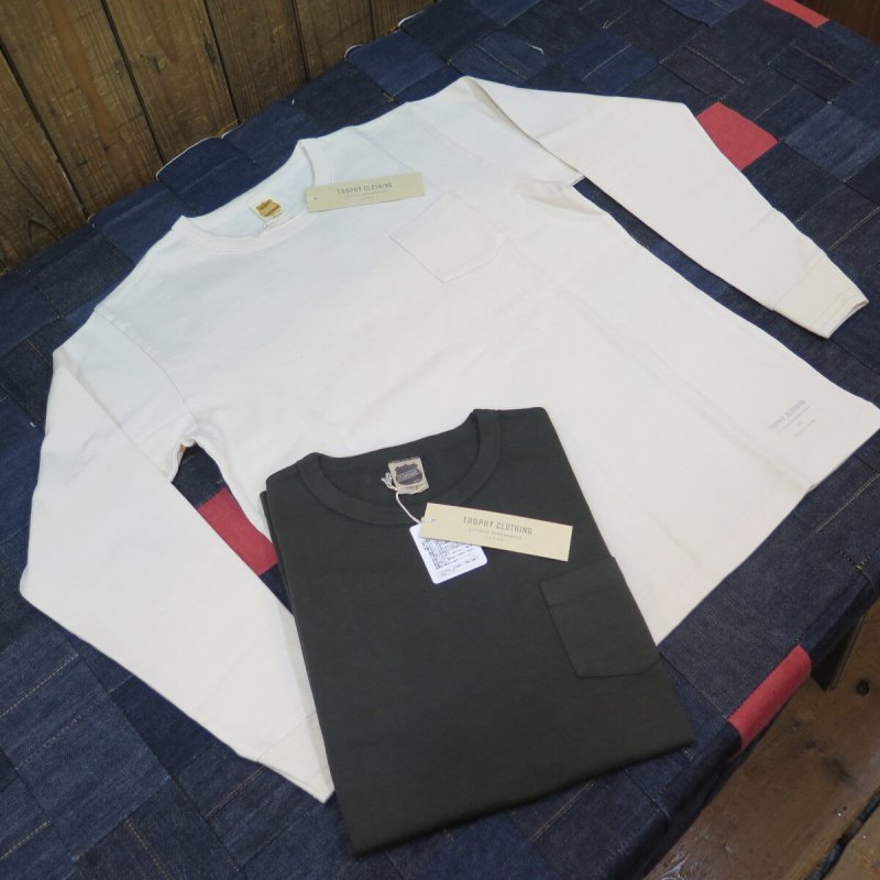 画像1: 【送料無料】  【トロフィークロージング】  ロングスリーブ ポケットTシャツ   TROPHY CLOTHING OD L/S Tee / TE-07   日本製  (1)