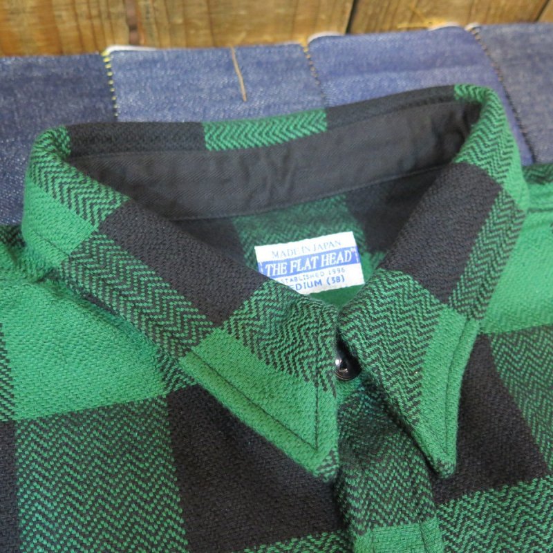 画像4: 【フラットヘッド】  ブロックチェック フランネルシャツ   THE FLAT HEAD FN-SNR-101L   日本製【送料無料】 (4)