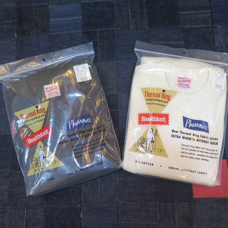 画像1: 【ヘルスニット×フェローズ】  前V サーマル ロングスリーブ   Pherrow's 25W-PCT1-HEALTH KNIT  【送料無料】 (1)