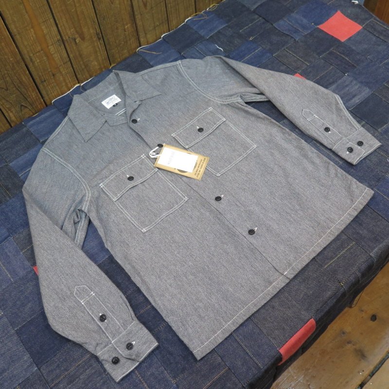 画像1: 【SALE セール商品】 【ウエストライド】  1940's NAVY 黒シャン 長袖オープンシャツ   WEST RIDE 日本製【送料無料】 (1)