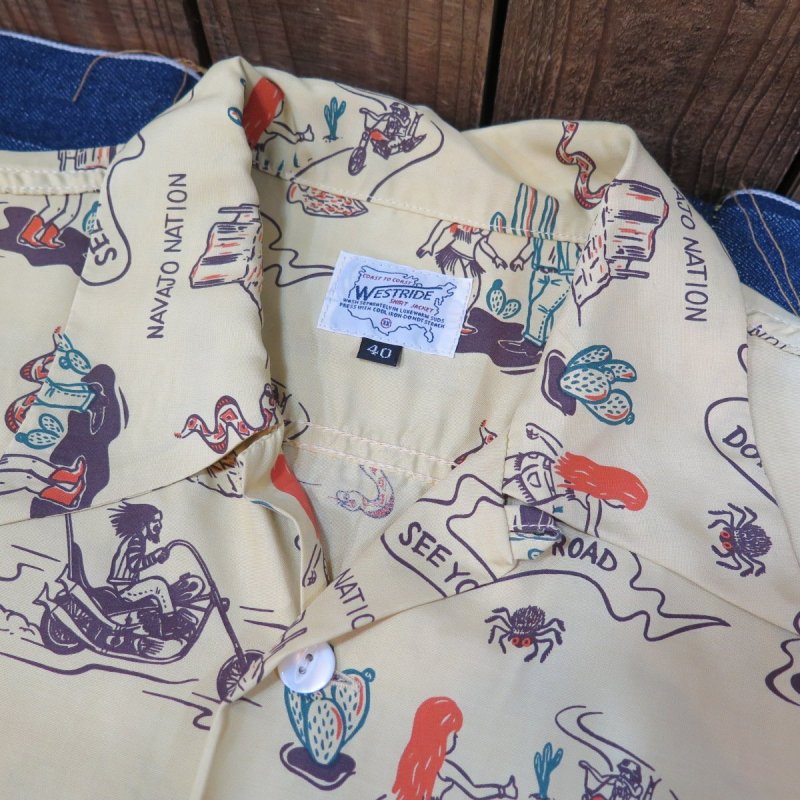 画像4: 【ウエストライド】   スーベニール バイカー 総プリント長袖レーヨンシャツ   WEST RIDE 日本製【送料無料】 (4)