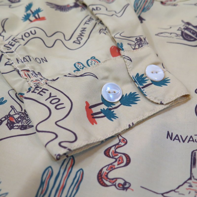 画像6: 【ウエストライド】   スーベニール バイカー 総プリント長袖レーヨンシャツ   WEST RIDE 日本製【送料無料】 (6)