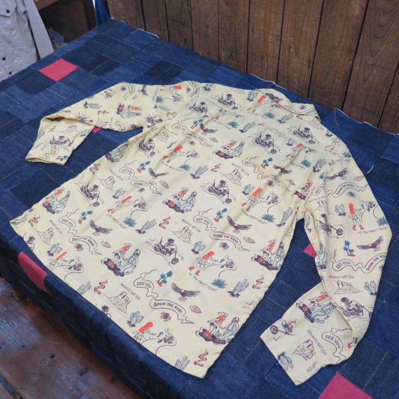 画像2: 【ウエストライド】   スーベニール バイカー 総プリント長袖レーヨンシャツ   WEST RIDE 日本製【送料無料】 (2)