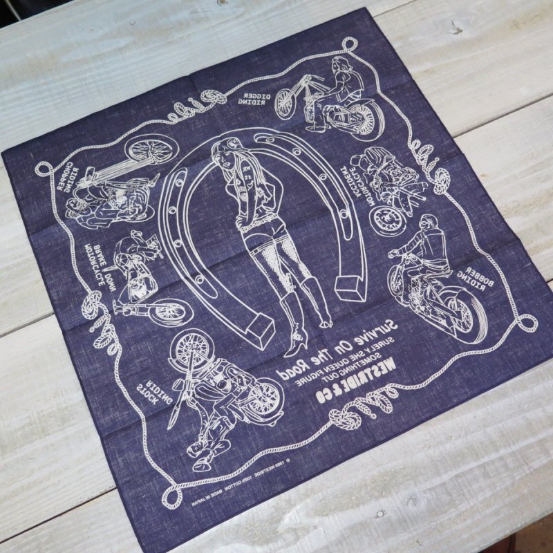 画像2: 【送料無料】  【ウエストライド】   モーターサイクル プリント バンダナ    WESTRIDE SUVIVE BANDANA   日本製  (2)