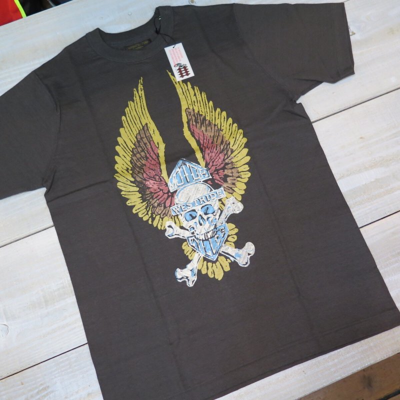 画像2: 【ウエストライド】  バイカー BAR&SHIELD ビンテージボディ   半袖プリントTシャツ   WEST RIDE V.PT.TEE.26-05   日本製【送料無料】 (2)