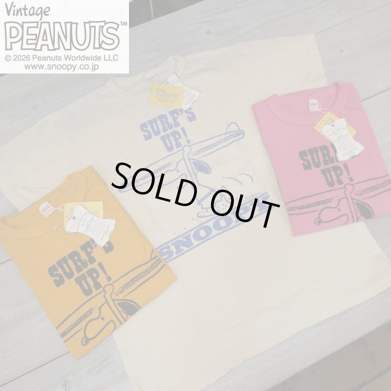 画像1: 【Vintage PEANUTS by WAREHOUSE】 SURF'S UP スヌーピー 半袖プリントTシャツ YP126S-1 ウエアハウス日本製【送料無料】 (1)
