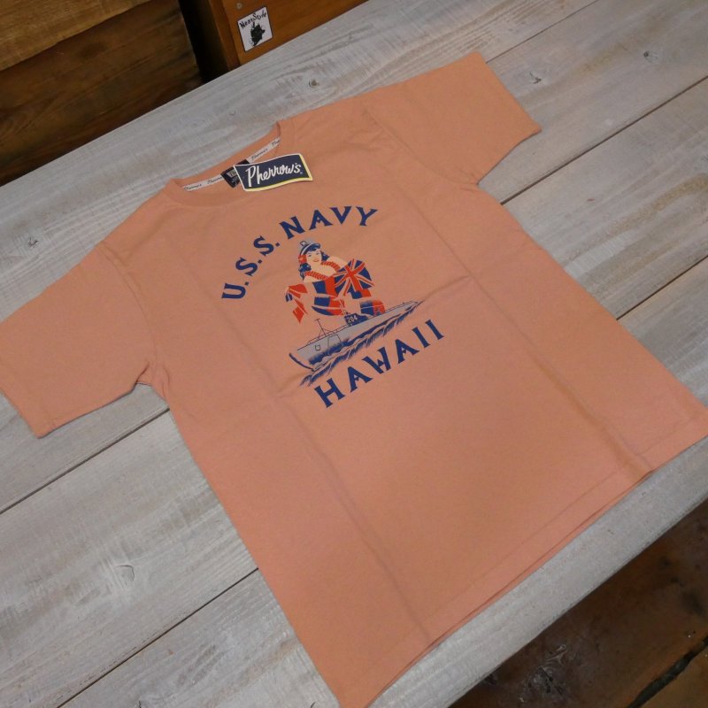 画像1: 【送料無料】 【フェローズ】 アメリカ海軍 U.S.S. NAVY HAWAII  プリントTシャツ  Pherrow's 25S-PT8 (1)